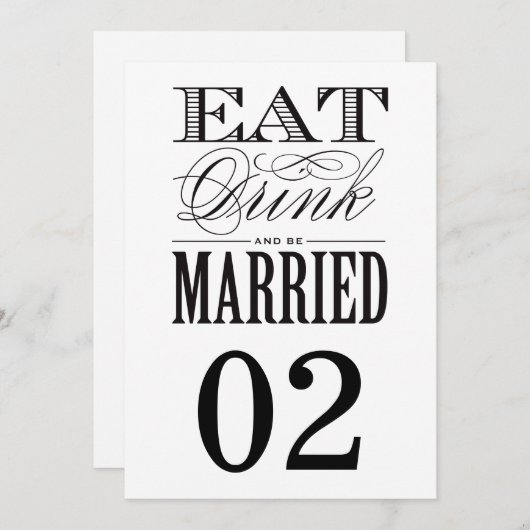 Être Marié | Numéros de Table (Devant / Derrière)