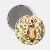 Être Sage Owl - Magnet rond (Recto/Verso)
