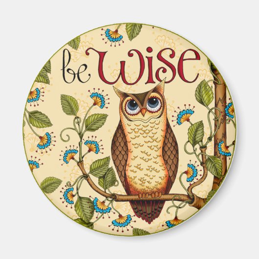 Être Sage Owl - Magnet rond (Devant)