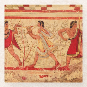 Etruscaanse muzikanten glazen onderzetter