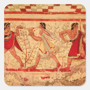 Etruscaanse muzikanten vierkante sticker