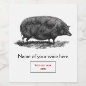 Etsen van  varkens wijn etiket (Enkel label)
