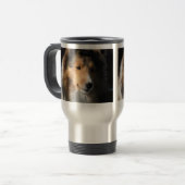Étude de tête de Sheltie sur une tasse de voyage (Devant gauche)