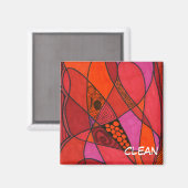 "Étude en rouge" Lave-vaisselle Abstrait Magnet d' (Recto/Verso)