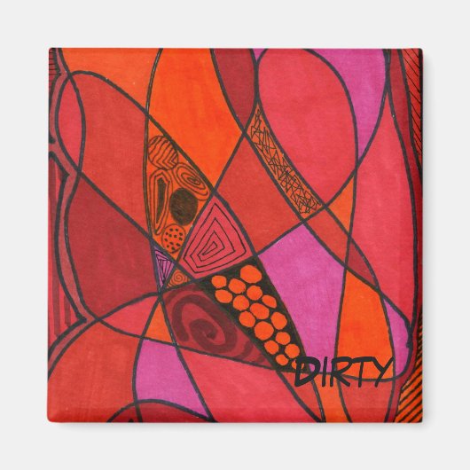 "Étude en rouge" Lave-vaisselle Abstrait Magnet d' (Devant)