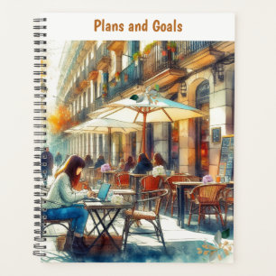 Étudiante en voyage à la terrasse d'un café Plans