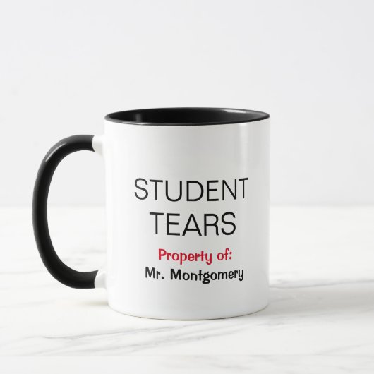 Étudiante Larmes Nom Funny Enseignant Cadeau Mug (Gauche)