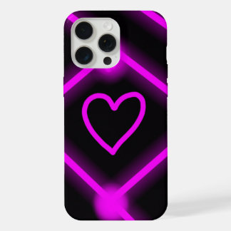 étui à motif de cœur violet/rose lumineux