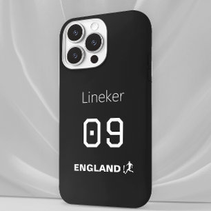 Étui Angleterre Football Noir Blanc Nom Personnali