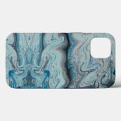Étui bleu abstrait en marbre pour iphone 13. (Verso (horizontal))