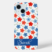 Étui bleu Floral Blues pour iPhone 15 (Verso)
