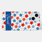 Étui bleu Floral Blues pour iPhone 15 (Verso (horizontal))