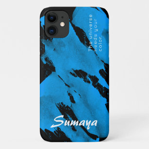 Étui Brushy Black & Blue pour iPhone 11   Personna