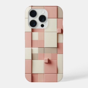 Étui carré géométrique 3D moderne Rose poudré, Crè
