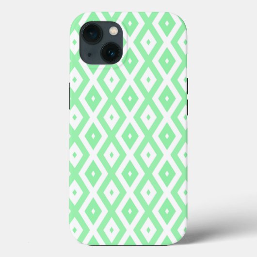 Étui Case-Mate iPhone à motif diamant vert et blan (Verso)