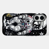 Étui Case-Mate Linogravure Astronaute Espace Rétro (Verso (horizontal))