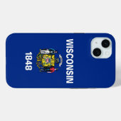 Étui Case-Mate pour iPhone 15 Plus, drapeau du Wis (Verso (horizontal))