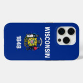 Étui Case-Mate pour iPhone 15 Pro, drapeau du Wisc (Verso (horizontal))