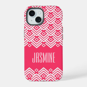 Étui damassé chevron rose et blanc pour coque de t