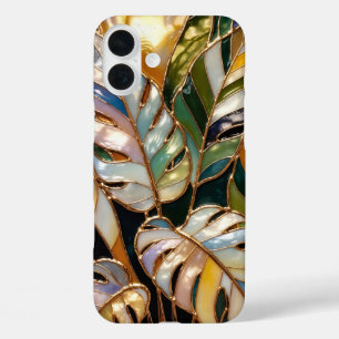 Étui de luxe pour téléphone à feuilles tropicales