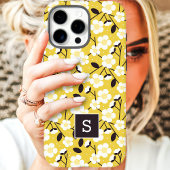 Étui de monogramme floral moutarde