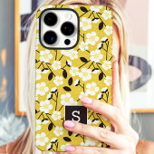 Étui de monogramme floral moutarde