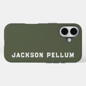 Étui de nom de monogramme vert camouflage minimali (Verso (horizontal))