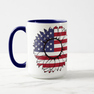 Étui de tasse avec tournesol du drapeau américain,