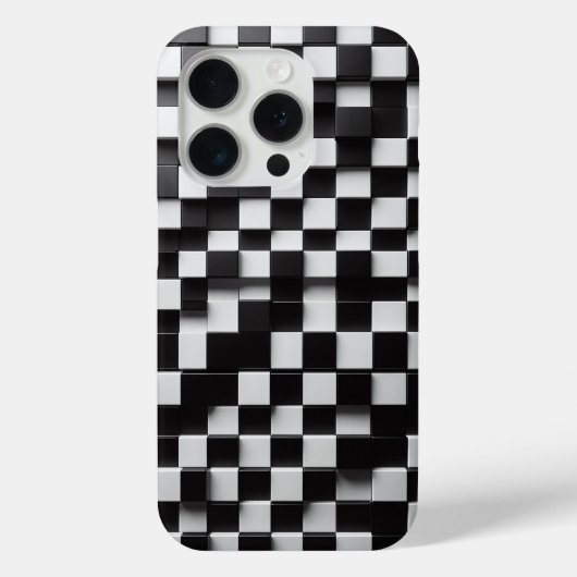 Étui de téléphone à carreaux noir et blanc 3D mode (Verso)