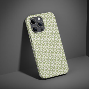Étui de téléphone à carreaux verts floraux pour fe