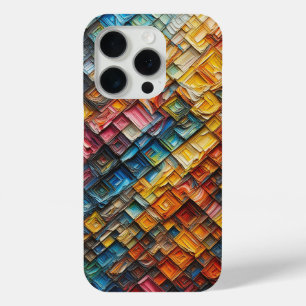 Étui de téléphone à carrés de peinture à l'huile c