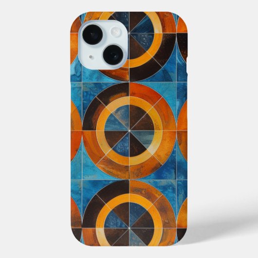 Étui de téléphone à cercles géométriques rétro gra (Verso)