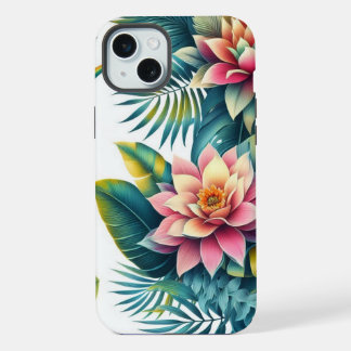 Étui de téléphone à feuilles et fleurs tropicales