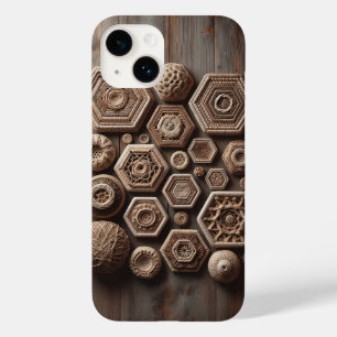 Étui de téléphone à formes géométriques tissées ar
