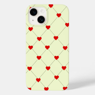 Étui de téléphone à grille de cœurs rouges esthéti