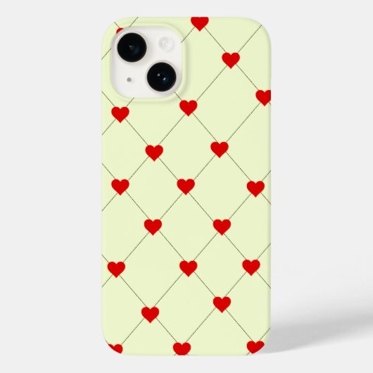 Étui de téléphone à grille de cœurs rouges esthéti (Verso)