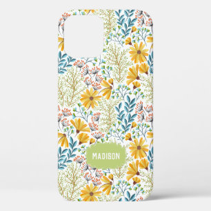 Étui de téléphone à illustration de fleurs avec no