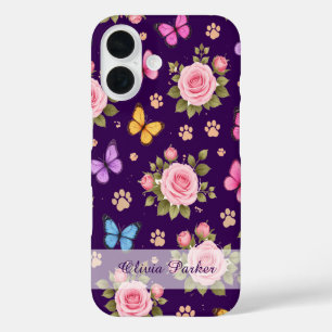 Étui de téléphone à impression de patte florale av