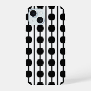 Étui de téléphone à lignes géométriques noir et bl