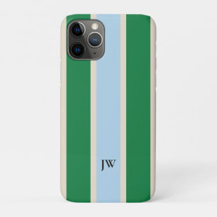 Étui de téléphone à monogramme à rayures classique