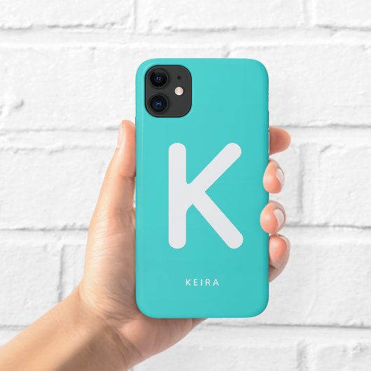 Étui de téléphone à monogramme Aqua