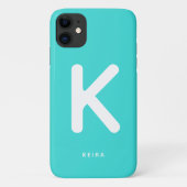 Étui de téléphone à monogramme Aqua (Dos)