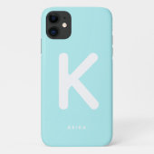 Étui de téléphone à monogramme bleu ciel (Dos)