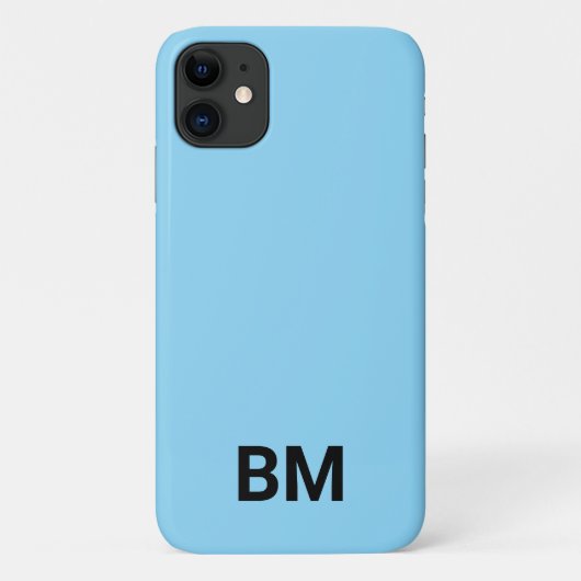 Étui de téléphone à monogramme bleu clair minimali (Dos)
