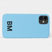 Étui de téléphone à monogramme bleu clair minimali (Dos (Horizontal))