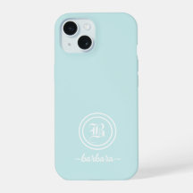 Étui de téléphone à monogramme et nom bleu personn