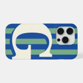 Étui de téléphone à monogramme gras, rayure bleue  (Verso Horizontal)