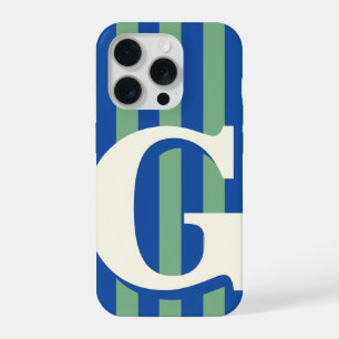 Étui de téléphone à monogramme gras, rayure bleue