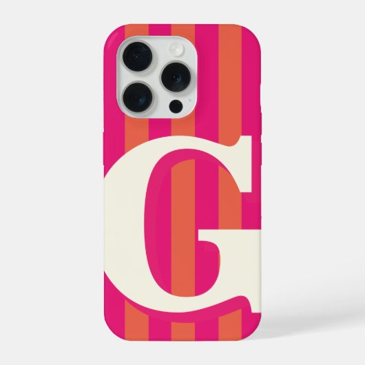 Étui de téléphone à monogramme gras, rayure rose e (Verso)