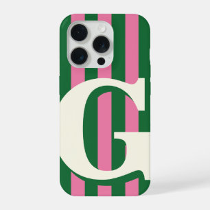 Étui de téléphone à monogramme gras, rayure verte